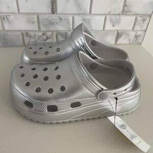 Croc Style Silver Shoes